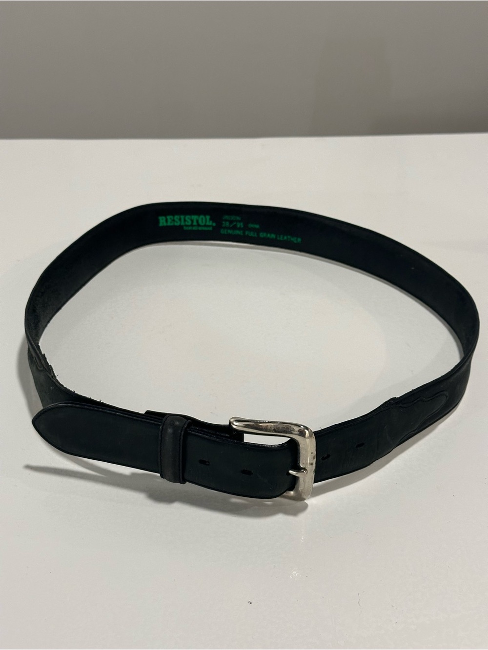 Resistol Black Leather Belt with Silver Buckle